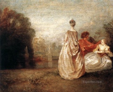 Dos primos Jean Antoine Watteau rococó clásico Pinturas al óleo